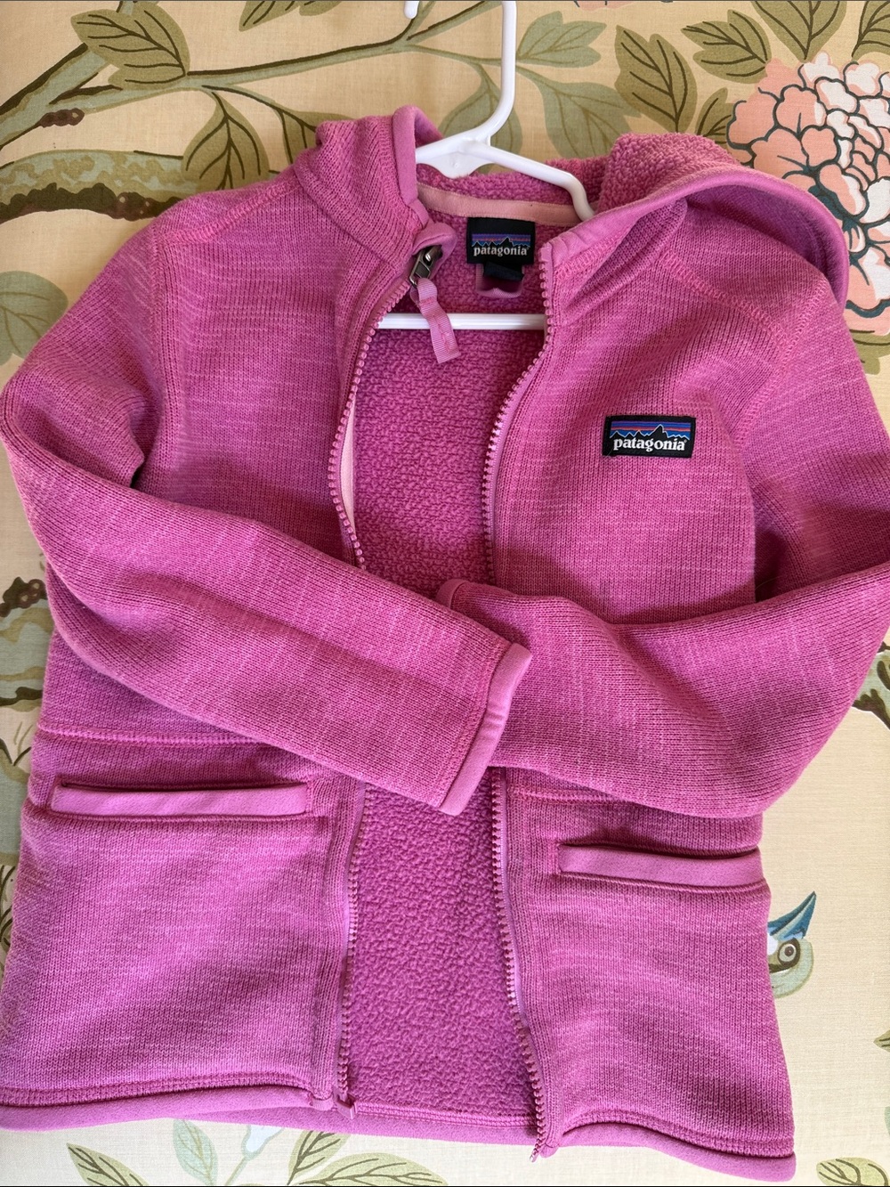 Patagonia Kids Pink Full-Zip Hooded Fleece Jacket